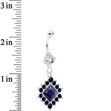 Load image into Gallery viewer, Indigo Blue Clear Gem Royal Beauty Dangle Belly Ring