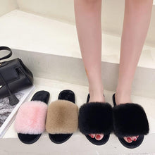 将图片加载到图库查看器,Fluffy Slippers Women Cozy Faux Fur Cross Indoor Floor Slides Flat Soft Furry Shoes Fluffy Furry Fur Slippers Flip Flop Open Toe Cozy House Memory Foam Sandals Slides Soft Flat Comfy Slippers