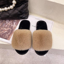 将图片加载到图库查看器,Fluffy Slippers Women Cozy Faux Fur Cross Indoor Floor Slides Flat Soft Furry Shoes Fluffy Furry Fur Slippers Flip Flop Open Toe Cozy House Memory Foam Sandals Slides Soft Flat Comfy Slippers