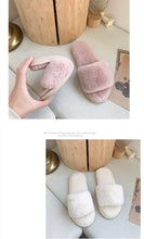 将图片加载到图库查看器,Fluffy Slippers Women Cozy Faux Fur Cross Indoor Floor Slides Flat Soft Furry Shoes Fluffy Furry Fur Slippers Flip Flop Open Toe Cozy House Memory Foam Sandals Slides Soft Flat Comfy Slippers