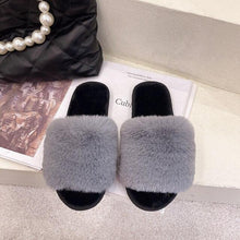 将图片加载到图库查看器,Fluffy Slippers Women Cozy Faux Fur Cross Indoor Floor Slides Flat Soft Furry Shoes Fluffy Furry Fur Slippers Flip Flop Open Toe Cozy House Memory Foam Sandals Slides Soft Flat Comfy Slippers