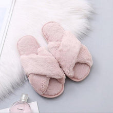 将图片加载到图库查看器,Fluffy Slippers Women Cozy Faux Fur Cross Indoor Floor Slides Flat Soft Furry Shoes Fluffy Furry Fur Slippers Flip Flop Open Toe Cozy House Memory Foam Sandals Slides Soft Flat Comfy Slippers