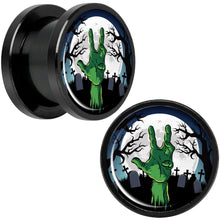 将图片加载到图库查看器,Cemetery Zombie Hand Halloween Black Anodized Plug Set 1/2