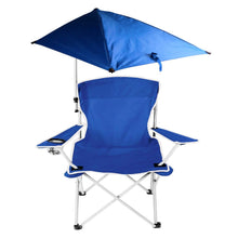 Load image into Gallery viewer, Foldable Beach Chair with Detachable Armrest Adjustable Canopy Stool with Cup Holder