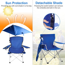 Load image into Gallery viewer, Foldable Beach Chair with Detachable Armrest Adjustable Canopy Stool with Cup Holder