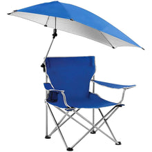 Load image into Gallery viewer, Foldable Beach Chair with Detachable Armrest Adjustable Canopy Stool with Cup Holder
