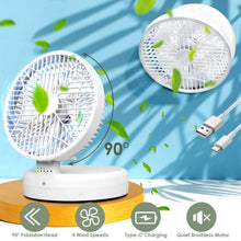 Load image into Gallery viewer, Foldable Desk Fan with 4 Wind Speeds Type-C Rechargeable Wall-Mounted