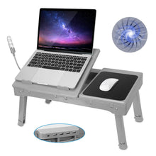 将图片加载到图库查看器,Foldable Laptop Table Bed Notebook Desk with Cooling Fan Mouse Board