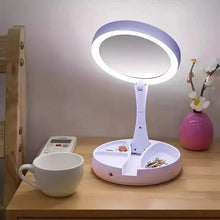 Load image into Gallery viewer, Foldable LED Vanity Mirror With Storage Box, Double-sided 1X & 10X Magnifying Retractable Mirror