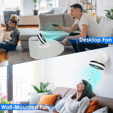 Load image into Gallery viewer, Foldable Rechargeable LED Desk Fan Wall Mounted with Magnetic Remote