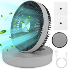 Load image into Gallery viewer, Foldable Rechargeable LED Desk Fan Wall Mounted with Magnetic Remote