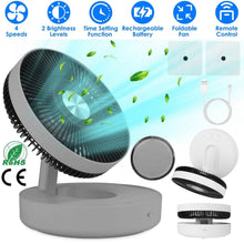 Load image into Gallery viewer, Foldable Rechargeable LED Desk Fan Wall Mounted with Magnetic Remote