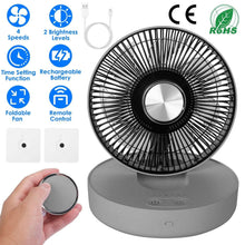 Load image into Gallery viewer, Foldable Rechargeable LED Desk Fan Wall Mounted with Magnetic Remote
