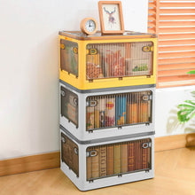 Load image into Gallery viewer, Foldable Storage Bins with Lid 4 Doors Collapsible Stackable with Lock