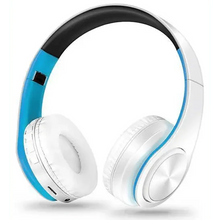 Load image into Gallery viewer, Folding Bluetooth White Blue Wireless Stereo Headphones Headset Mic Support Comfortable Earmuffs Modern Simple Design
