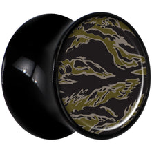 Load image into Gallery viewer, Black Acrylic Tiger Camo Print Saddle Plug Set 1/2