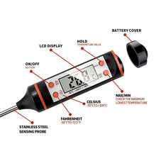 将图片加载到图库查看器,Food Thermometer For BBQ Meat Cake Candy Fry Grill Dinning Household Cooking Thermometer Digital Meat Thermometer with Long Probe Instant Read Food Cooking Thermometer For Grilling BBQ Smoker Grill Kitchen Oil Candy Oven Tools