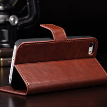 将图片加载到图库查看器,For iPhone X Case Cover for iPhone 8 7 6 6S Plus 5 5S 5SE Luxury PU Leather Flip Wallet Phone Cases Black Simple Card Holder With Magnetic Button Flip Leather Cover