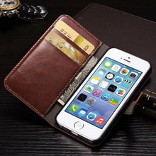 将图片加载到图库查看器,For iPhone X Case Cover for iPhone 8 7 6 6S Plus 5 5S 5SE Luxury PU Leather Flip Wallet Phone Cases Black Simple Card Holder With Magnetic Button Flip Leather Cover