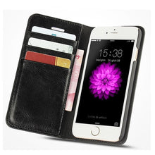 将图片加载到图库查看器,For iPhone X Case Cover for iPhone 8 7 6 6S Plus 5 5S 5SE Luxury PU Leather Flip Wallet Phone Cases Black Simple Card Holder With Magnetic Button Flip Leather Cover
