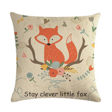 Load image into Gallery viewer, Forest Animal Fox Throw Pillow Covers Cute Cushion Cover Children Linen Cotton Teal Square Decorative for Sofa Pillow Case Decorative Cushion Pillowcases for Car Sofa Couch Woodland Girls Nursery Room Decor 45x45cm