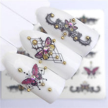 Load image into Gallery viewer, Fox Wolf Animal 3D Embossed Nail Sticker Flower Adhesive Manicure Slider Nail Art Tips Decorations Decals Manicure Design Golden Firework Star Accessories Heart Nail Art Stickers Glitter Decals Love Nail Sequins Laser Heart Nail