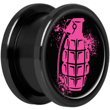 Load image into Gallery viewer, Pink Grenade Black Anodized Screw Fit Plug Set 5/8