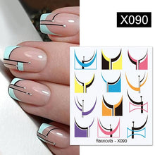Load image into Gallery viewer, French Line Nail Water Decal Flower Marble Leaf Girl Stickers on Nails Water Ink Transfer Slider Nail Stickers Decor Kids Nails Art Decoration Nail Strips Shiny French Tip Guides Stickers French Nail Stickers Form Fringe Guides