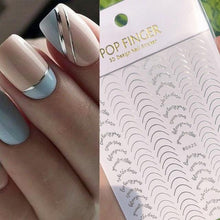 Load image into Gallery viewer, French Rose Gold Striping Tape Nail Design Stripe Lines Geometry 3D Sticker for Nails Gel Polish Sticker Decals for Manicuring Decorations Manicure Stickers Decals Silver Strip Line Nail Decal Self-Adhesive 3D Wave Decal Decoration Metallic Curve Design