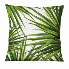 将图片加载到图库查看器,Fresh Green Leaves Digital Printed Pillowcase Home Pillow Decoration Tropical Green Leaves Throw Pillow Cover With Geometric Background Home Decorative Square Cushion Covers Cotton Linen Home Decor 45x45CM