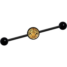 Load image into Gallery viewer, 14G Full Color Leopard Eyes Black Industrial Barbell 37mm