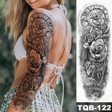 Load image into Gallery viewer, Full Arm Temporary Tattoos 8 Sheets and Half Arm Shoulder Waterproof Tattoos Elegant Large Lion Sleeve Sticker Tattoo Waterproof Temporary Big Wolf Tatoos For Men and Women
