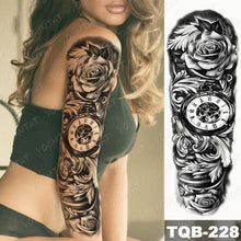 Load image into Gallery viewer, Full Arm Temporary Tattoos 8 Sheets and Half Arm Shoulder Waterproof Tattoos Elegant Large Lion Sleeve Sticker Tattoo Waterproof Temporary Big Wolf Tatoos For Men and Women