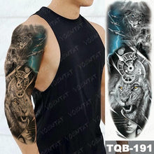 Load image into Gallery viewer, Full Arm Temporary Tattoos 8 Sheets and Half Arm Shoulder Waterproof Tattoos Elegant Large Lion Sleeve Sticker Tattoo Waterproof Temporary Big Wolf Tatoos For Men and Women