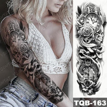 Load image into Gallery viewer, Full Arm Temporary Tattoos 8 Sheets and Half Arm Shoulder Waterproof Tattoos Elegant Large Lion Sleeve Sticker Tattoo Waterproof Temporary Big Wolf Tatoos For Men and Women