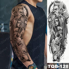 Load image into Gallery viewer, Full Arm Temporary Tattoos 8 Sheets and Half Arm Shoulder Waterproof Tattoos Elegant Large Lion Sleeve Sticker Tattoo Waterproof Temporary Big Wolf Tatoos For Men and Women