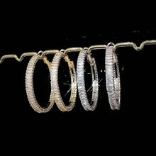 Load image into Gallery viewer, Full Rectangular Shiny Synthetic Zirconia Decorative Hoop Earrings