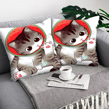 将图片加载到图库查看器,Funny Cute Cat Plush Cushion Pillow Covers Cat Pillow Cases Animal Kitty Pillowcase Cotton Linen Cushion Cover For Couch Cover Pillows Cases For Sofa Home Decoration Pillowcase Polyester Throw Pillow Case 45x45CM