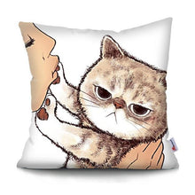 将图片加载到图库查看器,Funny Cute Cat Plush Cushion Pillow Covers Cat Pillow Cases Animal Kitty Pillowcase Cotton Linen Cushion Cover For Couch Cover Pillows Cases For Sofa Home Decoration Pillowcase Polyester Throw Pillow Case 45x45CM