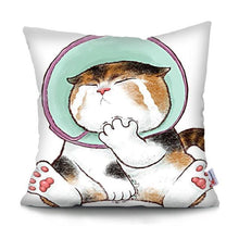 将图片加载到图库查看器,Funny Cute Cat Plush Cushion Pillow Covers Cat Pillow Cases Animal Kitty Pillowcase Cotton Linen Cushion Cover For Couch Cover Pillows Cases For Sofa Home Decoration Pillowcase Polyester Throw Pillow Case 45x45CM