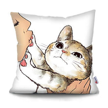 将图片加载到图库查看器,Funny Cute Cat Plush Cushion Pillow Covers Cat Pillow Cases Animal Kitty Pillowcase Cotton Linen Cushion Cover For Couch Cover Pillows Cases For Sofa Home Decoration Pillowcase Polyester Throw Pillow Case 45x45CM