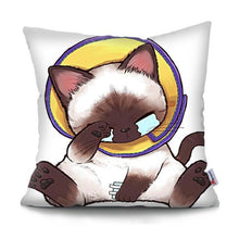 将图片加载到图库查看器,Funny Cute Cat Plush Cushion Pillow Covers Cat Pillow Cases Animal Kitty Pillowcase Cotton Linen Cushion Cover For Couch Cover Pillows Cases For Sofa Home Decoration Pillowcase Polyester Throw Pillow Case 45x45CM