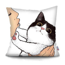 将图片加载到图库查看器,Funny Cute Cat Plush Cushion Pillow Covers Cat Pillow Cases Animal Kitty Pillowcase Cotton Linen Cushion Cover For Couch Cover Pillows Cases For Sofa Home Decoration Pillowcase Polyester Throw Pillow Case 45x45CM