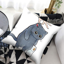 将图片加载到图库查看器,Funny Cute Cat Plush Cushion Pillow Covers Cat Pillow Cases Animal Kitty Pillowcase Cotton Linen Cushion Cover For Couch Cover Pillows Cases For Sofa Home Decoration Pillowcase Polyester Throw Pillow Case 45x45CM