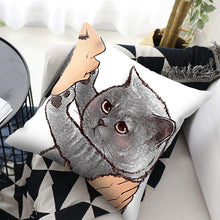 将图片加载到图库查看器,Funny Cute Cat Plush Cushion Pillow Covers Cat Pillow Cases Animal Kitty Pillowcase Cotton Linen Cushion Cover For Couch Cover Pillows Cases For Sofa Home Decoration Pillowcase Polyester Throw Pillow Case 45x45CM