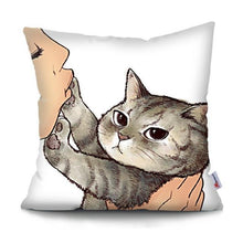 将图片加载到图库查看器,Funny Cute Cat Plush Cushion Pillow Covers Cat Pillow Cases Animal Kitty Pillowcase Cotton Linen Cushion Cover For Couch Cover Pillows Cases For Sofa Home Decoration Pillowcase Polyester Throw Pillow Case 45x45CM