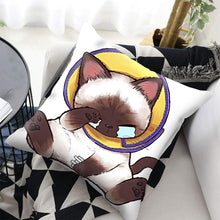 将图片加载到图库查看器,Funny Cute Cat Plush Cushion Pillow Covers Cat Pillow Cases Animal Kitty Pillowcase Cotton Linen Cushion Cover For Couch Cover Pillows Cases For Sofa Home Decoration Pillowcase Polyester Throw Pillow Case 45x45CM