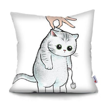 将图片加载到图库查看器,Funny Cute Cat Plush Cushion Pillow Covers Cat Pillow Cases Animal Kitty Pillowcase Cotton Linen Cushion Cover For Couch Cover Pillows Cases For Sofa Home Decoration Pillowcase Polyester Throw Pillow Case 45x45CM