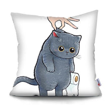 将图片加载到图库查看器,Funny Cute Cat Plush Cushion Pillow Covers Cat Pillow Cases Animal Kitty Pillowcase Cotton Linen Cushion Cover For Couch Cover Pillows Cases For Sofa Home Decoration Pillowcase Polyester Throw Pillow Case 45x45CM