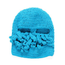 Load image into Gallery viewer, Funny Party Octopus Beard Hat Unisex Animal Cthulhu Crocheted Tentacle Knit Wind Mask Ski Cap Halloween Hats Bear Boys Octopus Beanie Hat For Men Winter Warm Skiing Biking Costume Squid Mask Foldaway Beard Octopus Pirate Hats Bearded Caps